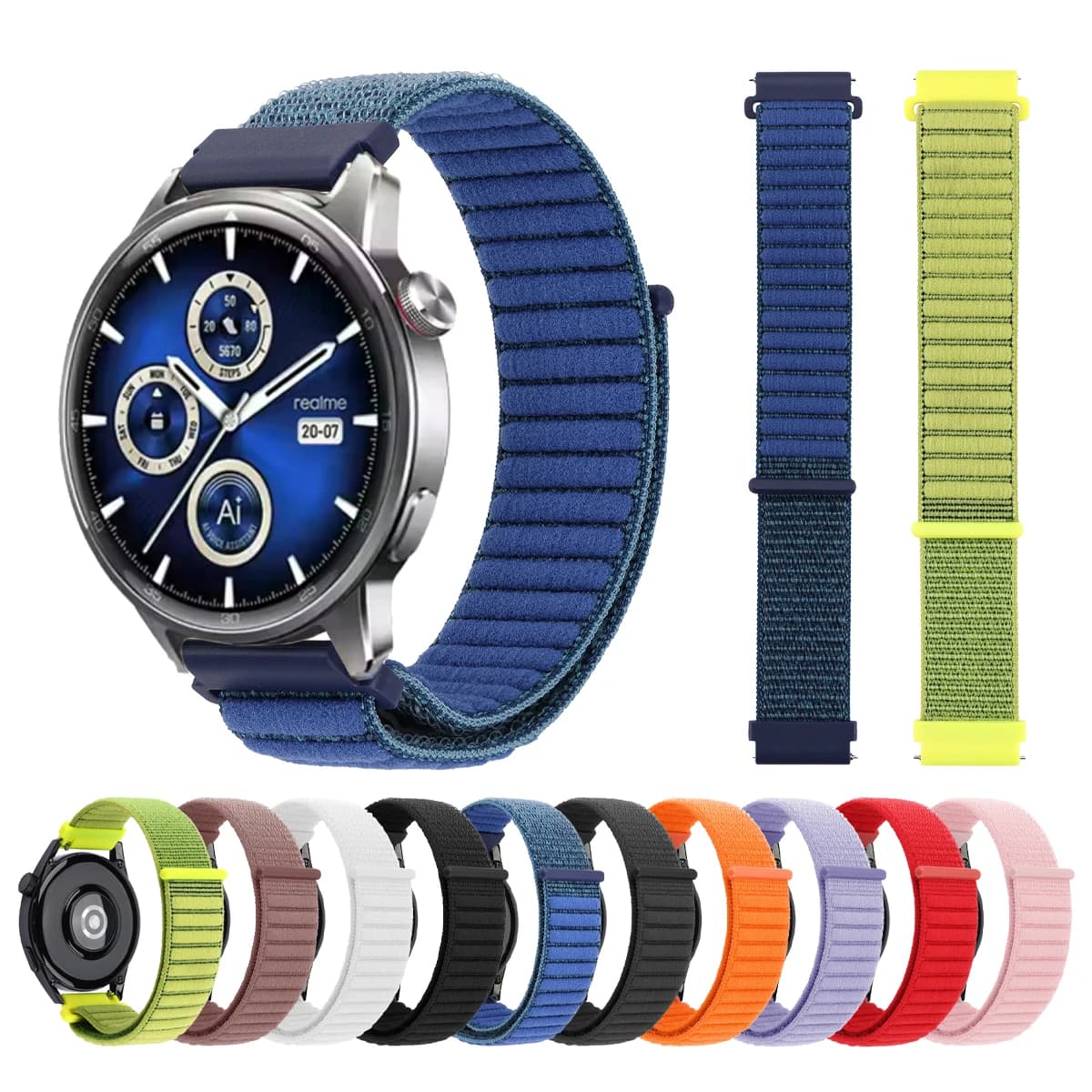 Cinturino in nylon da 20mm 22mm per Realme Watch 3/2/S cinturino traspirante per Realme Watch 3 2 S pro braccialetto Sostituisci cinturini