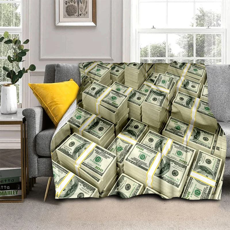 Rich 3D Dollar Euro Money Pattern coperta, coperta morbida per la casa camera da letto divano Picnic Travel Office Cover coperta per bambini