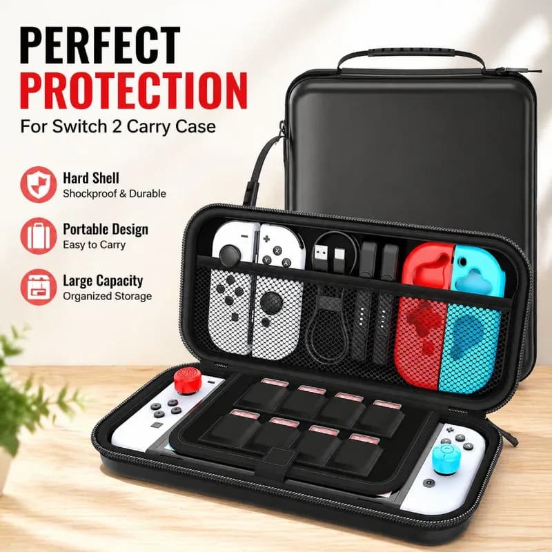 For Switch 2 Case Hard Portable Carrying Storage Bag Protective Cover with Strap Handbag Compatible Nintendo Switch Accessories