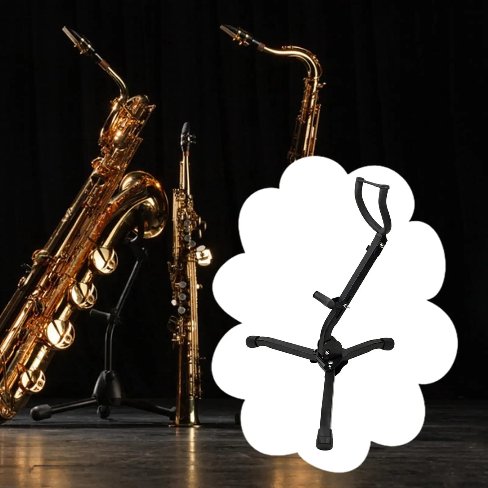 Saxophone Tripod Stand Bracket Anti Slip Floor Holder Accessory for Alto Tenor Saxophone Studio Room Display