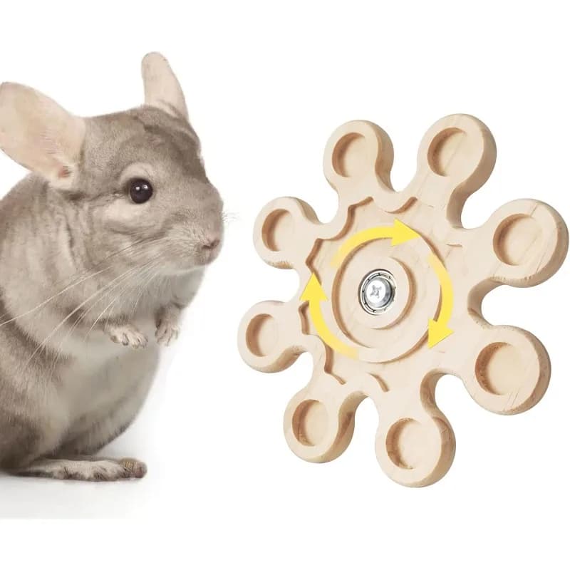Chinchilla Rotante in Legno Giocattolo da Masticare Denti Salute Spinner Interattivo Gabbia Appesa Accessorio 6.3In Scoiattolo Criceto Molare Giocattolo Divertimento