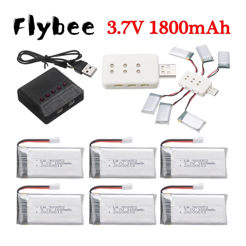 3.7V 1800mAh lipo Batteria/caricatore per KY601S SYMA X5 X5S X5C X5SC X5SH X5SW X5UW X5HW M18 HQ898 Drone Batteria dell'elicottero Parti