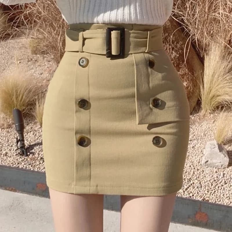 Gonna Corta a Vita Alta che Valorizza la Silhouette Femminile, Versatile con Cintura, Stile Coreano per il Lavoro