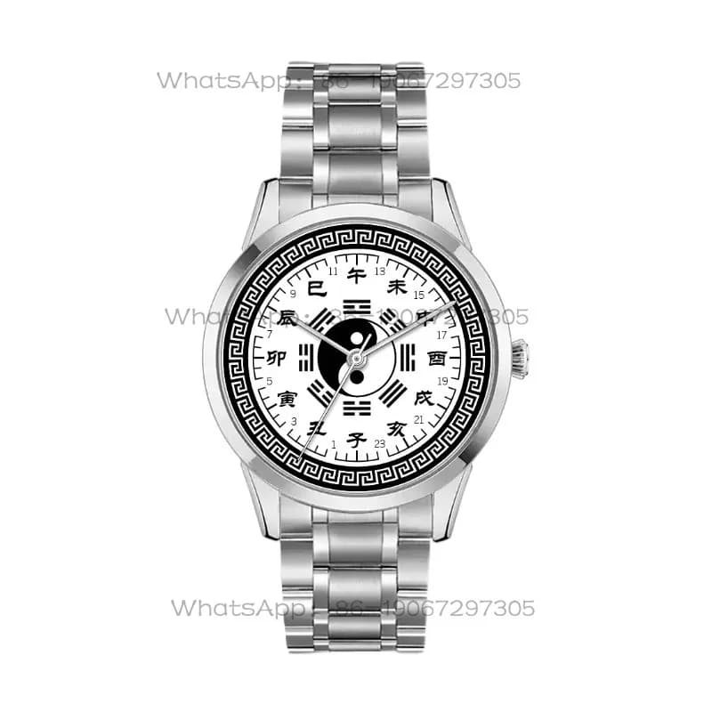 Twelve-hour 24-hour Guofeng Stainless Steel Waterproof Quartz Watch for Men and Women