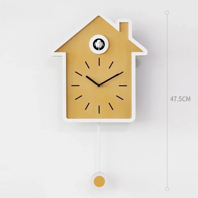 Cuckoo Clock White Wall Clock，Silent Living Room Decorative Clock with Daylight Hourly Chime, Wall Clock Modern Design HQ328