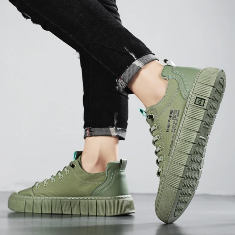 Sneakers Basse da Uomo con Suola Spessa in Tela Traspirante e Rete, Allacciate, Comode, Casual, alla Moda - Nuovo Arrivo 2026