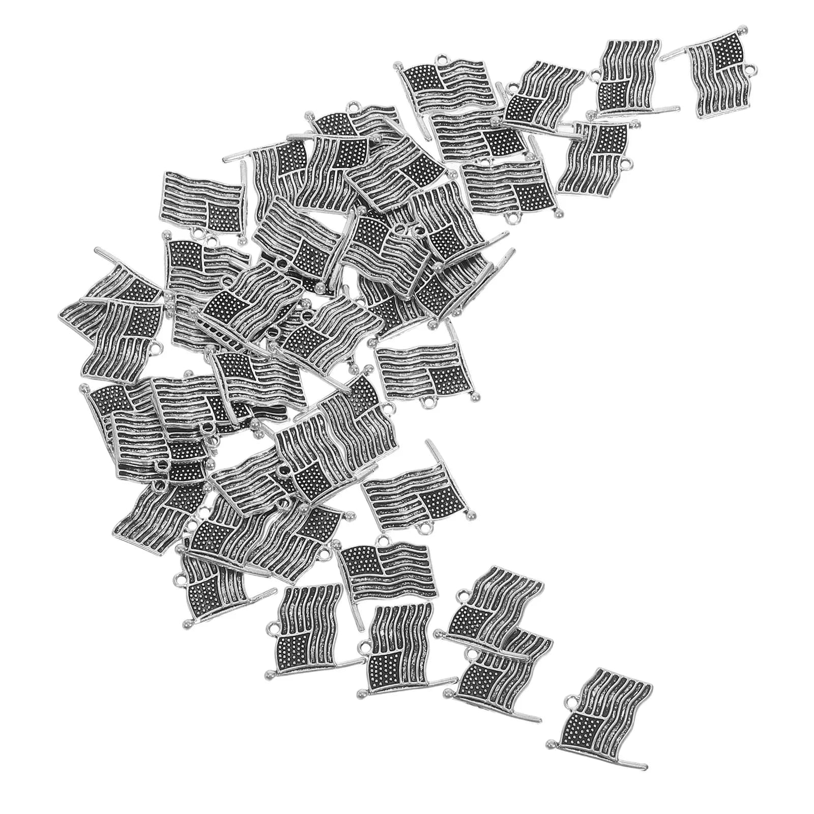 50Pcs Iron Flag Vintage Charms for Jewelry Making DIY Bracelets Necklaces Craft Supplies Retro Pendant Accessories