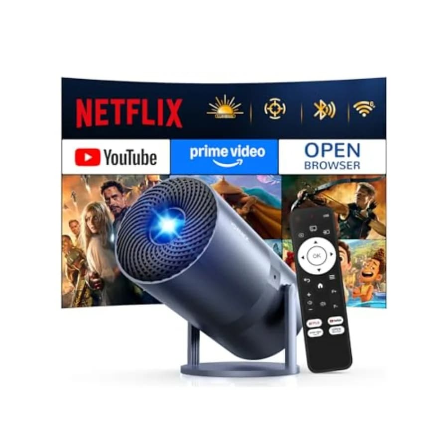 Mini Proiettore Portatile 1080P 4K con WiFi e Bluetooth per Serate Cinema all'Aperto/Interno, Compatibile con Home Theater a Soffitto