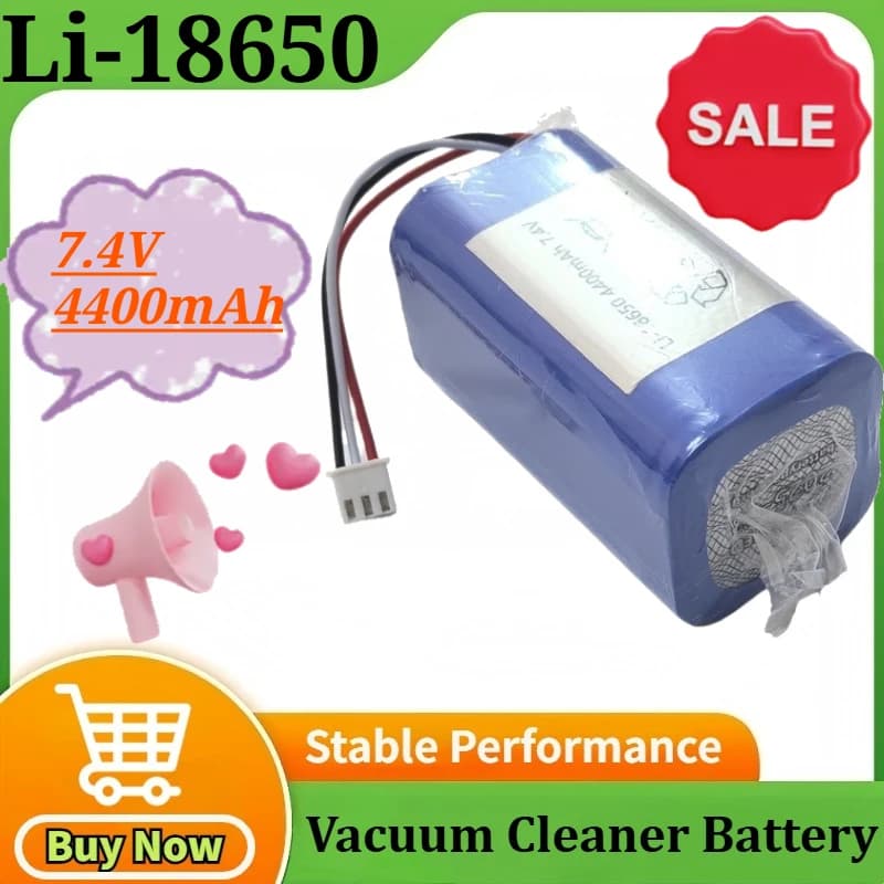 Batteria al Litio Ricaricabile Li-18650 7.4V 4400mAh per Aspirapolvere Robotico