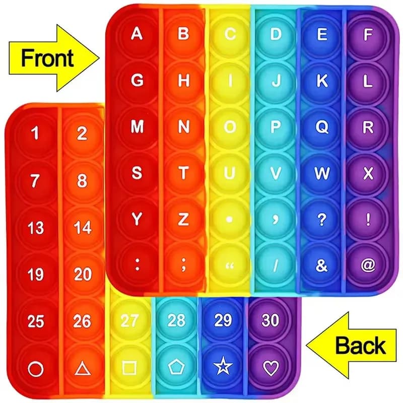 Giocattolo Fidget 2 in 1: lettere e numeri Push Bubble Scheda sensoriale per l'apprendimento della matematica, giocattoli educativi per bambini