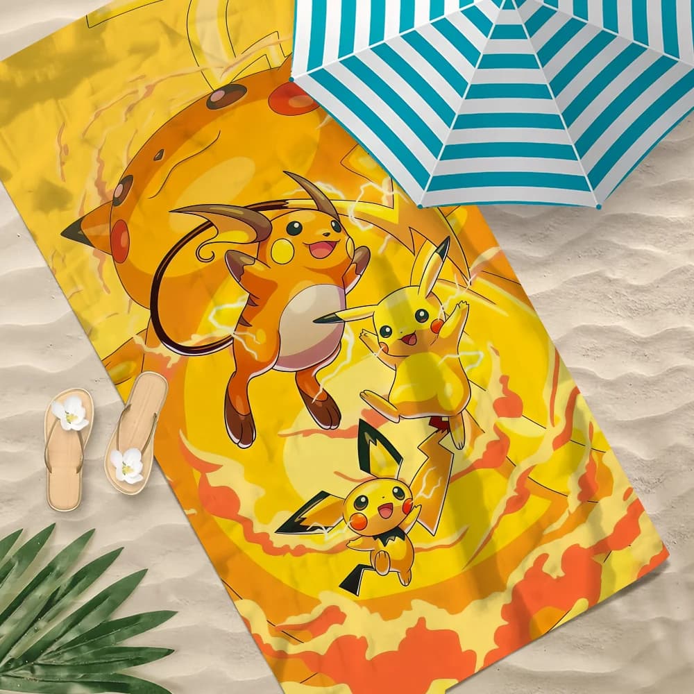 P-pOKEMOn-N Asciugamano da spiaggia in cartone animato Asciugamani da piscina morbidi ad asciugatura rapida Regalo per viaggi Palestra Doccia Sport da campeggio