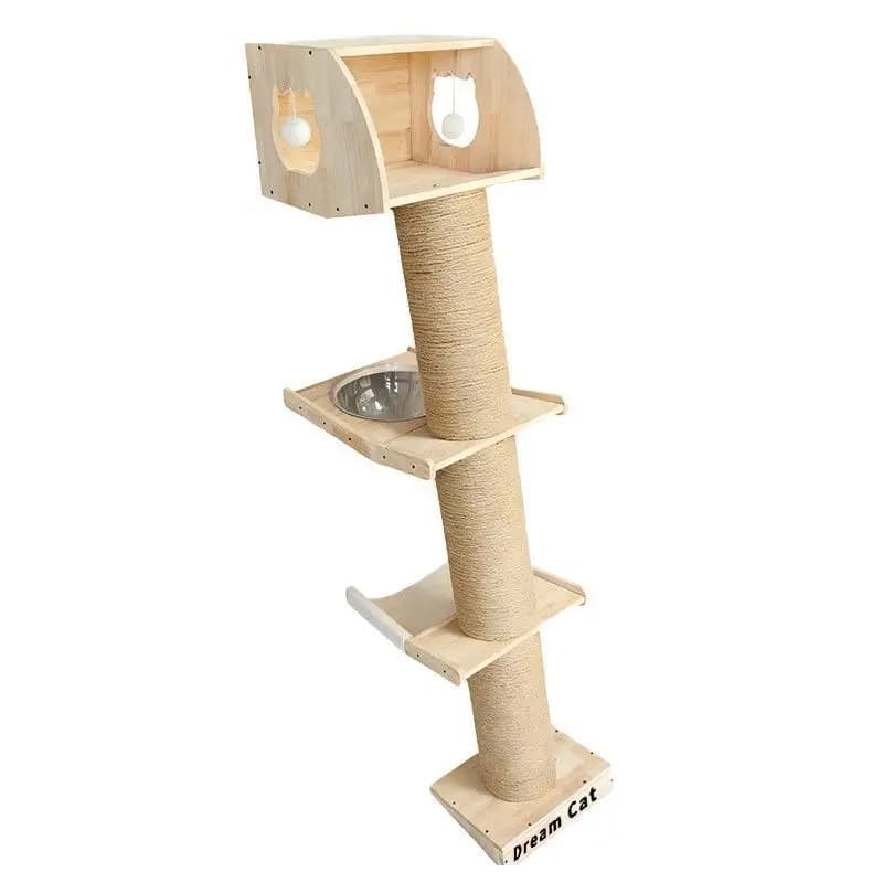 Solid Wood Cat Climbing Frame, Multi-layer Cat Scratching Column, Cat Scratching Board Integrated Vertical, Removable Space