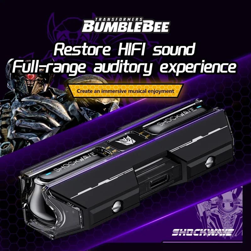 Transformers TF-T01 Wireless Bluetooth 5.3 Earphone HD Call Headphones Low Latency Headset Gaming Music Dual Mode Earbuds