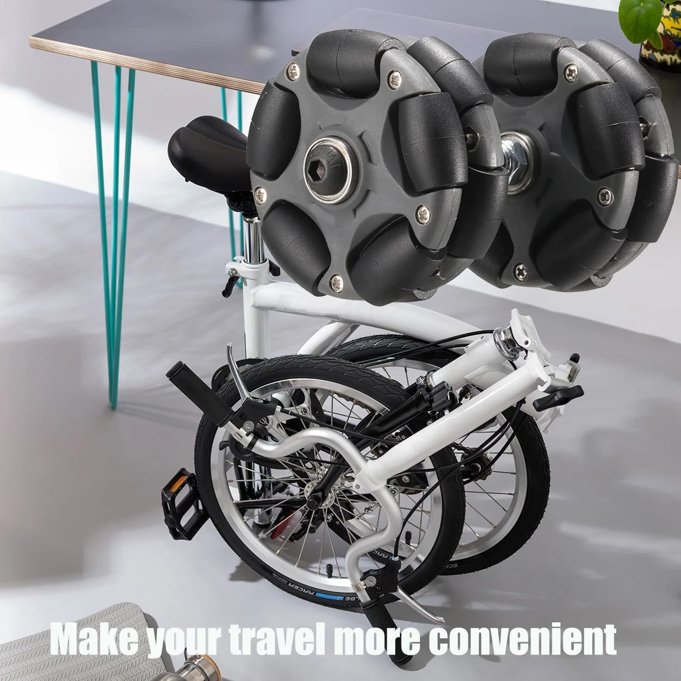Ruote Omni in nylon da 2 pezzi 58mm Ruote a rulli facili per asta di prolunga Brompton bici telescopica portapacchi posteriore parti bicicletta pieghevole