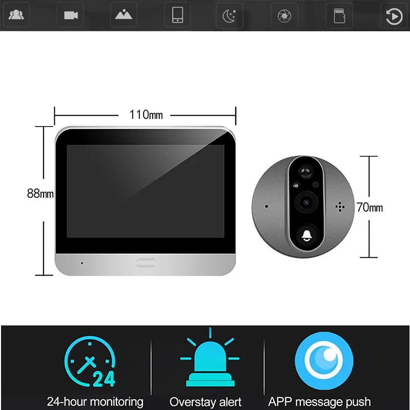 Telecamere per campanello citofono bidirezionale intelligente 1080P Videocitofono wireless da 4,3 pollici Schermo IPS Visione notturna a infrarossi per la sicurezza domestica