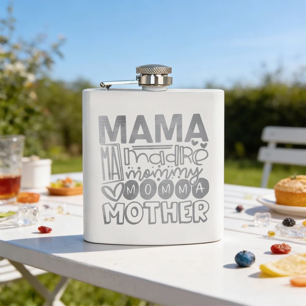 6oz Stainless Steel Laser Engraved Pocket Hip Flask, Gift for Mother’s Day Grandma Birthday Thanksgiving Christmas Grandparents