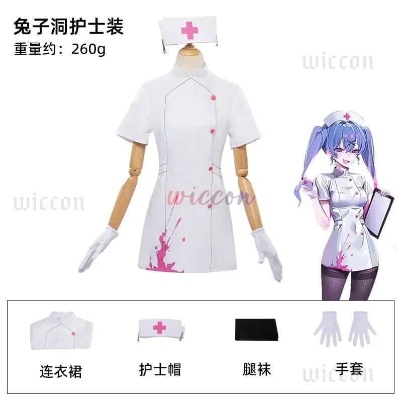 Mikku Rabbit Hole Cosplay Costume Nurse Uniform Sexy Suit Halloween Woman Girls Costumes Cos Wigs Roleplayr,7;k'2.s;9,