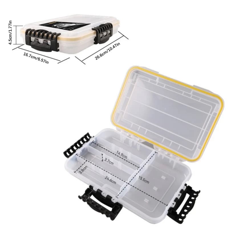 Lure Storage Box Waterproof Organizers with Adjustable Divider Fishing Tackle Box
