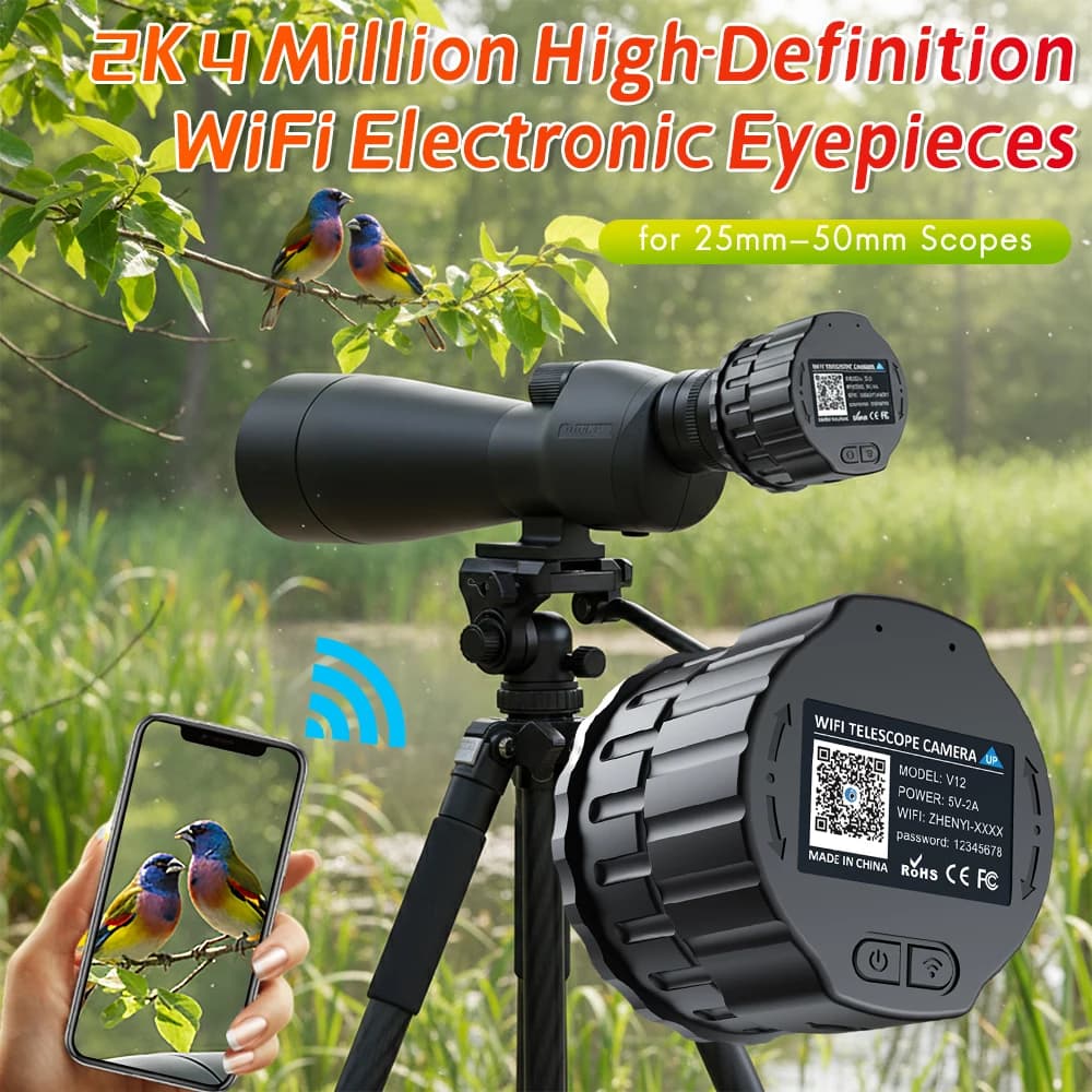 Telecamera Oculare Elettronica 2K ad Alta Definizione per Telescopi Ottici da 25mm-50mm e Microscopi, Ideale per Astrofotografia e Birdwatching