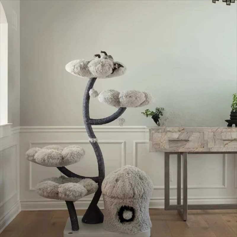 Torre per Gatti in Legno a Forma di Fiore, Albero per Arrampicarsi e Tiragraffi per Gatti, Decorazione Natalizia