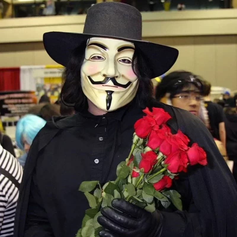 Halloween The V for Vendetta Party Cosplay Masque Mask anatory Guy Fawkes Fancy Dress Adult Costume accessory Macka Mascaras