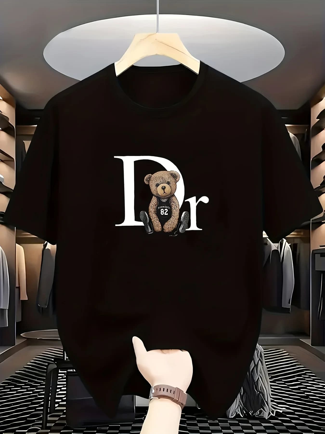 Manica girocollo Abbigliamento casual Giocoso Teddy Stampa T-shirt grafica casual estiva Stampa geometrica Abiti estetici