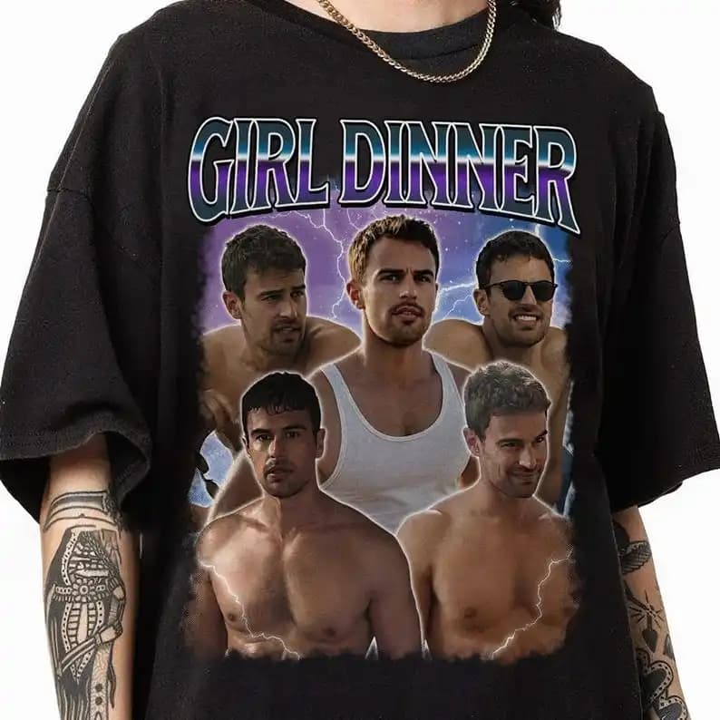 Vinateg Theo James Girl Dinner T-Shirt, Retro Theo James Shirt, Resort Graphic Tee, Movie Bootleg Shirt