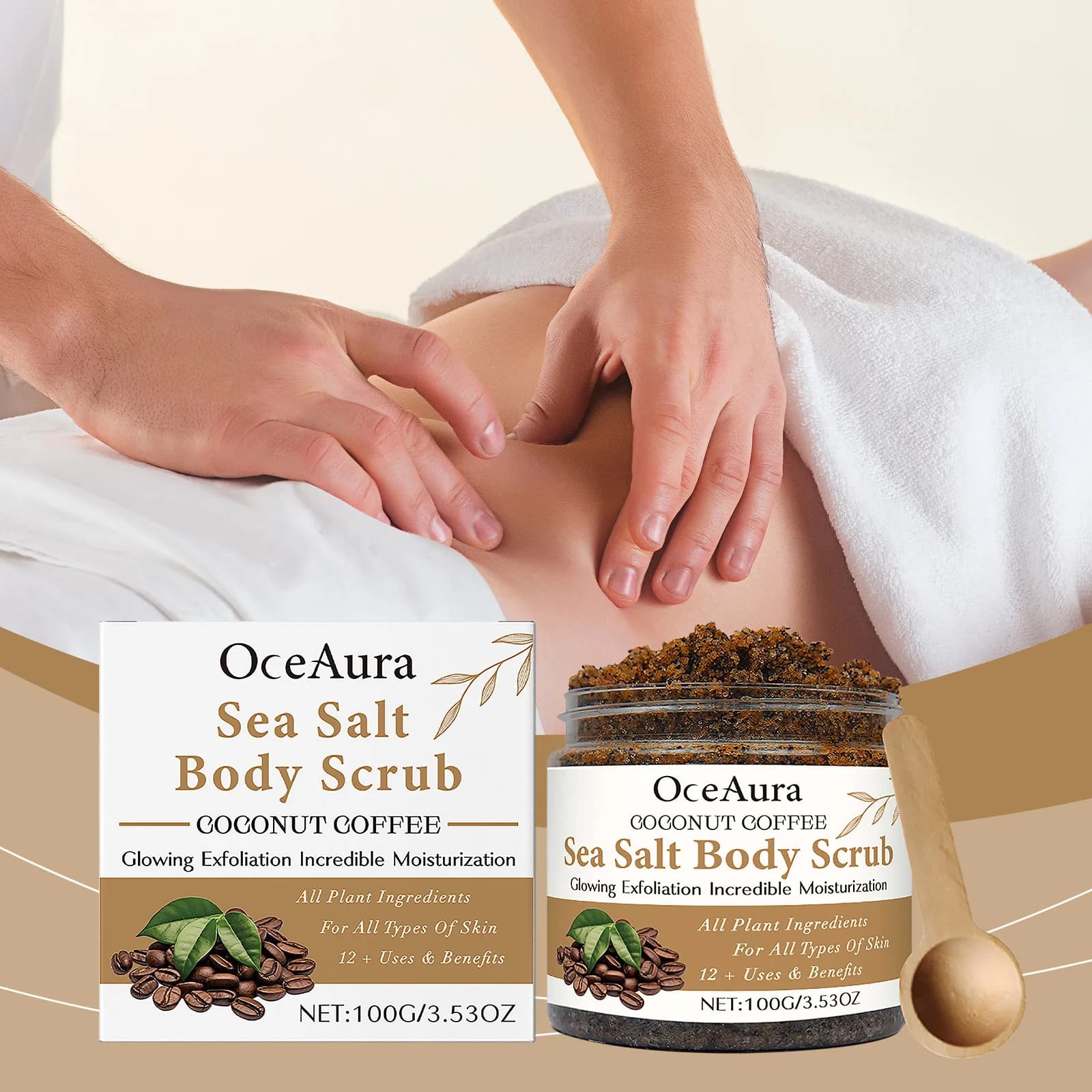 Coconut coffee body scrub, gentle exfoliating and dead skin, moisturizing and cleansing scrub
