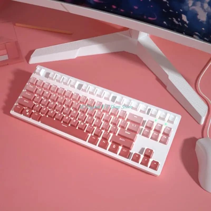 E74D PBT Translucent backlit covers for 104 keys Set keypads for mechanical keyboard Double snap foam