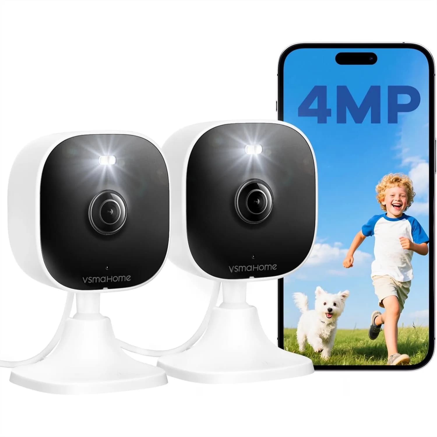 Sistema di Telecamere di Sicurezza 4MP per Interni ed Esterni, Plug and Play con WiFi 2.4G/5G per Monitoraggio di Casa, Anziani, Animali Domestici, Bambini, Configurazione Cablata