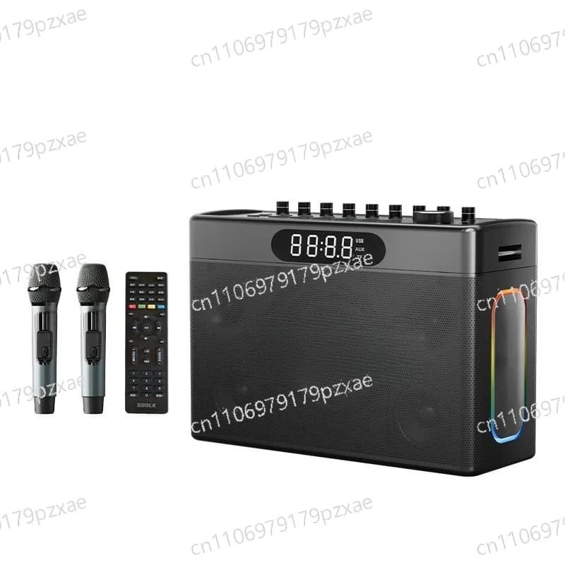 Macchina per Karaoke da 300W, Altoparlante Portatile per Esterni con 2 Microfoni Wireless