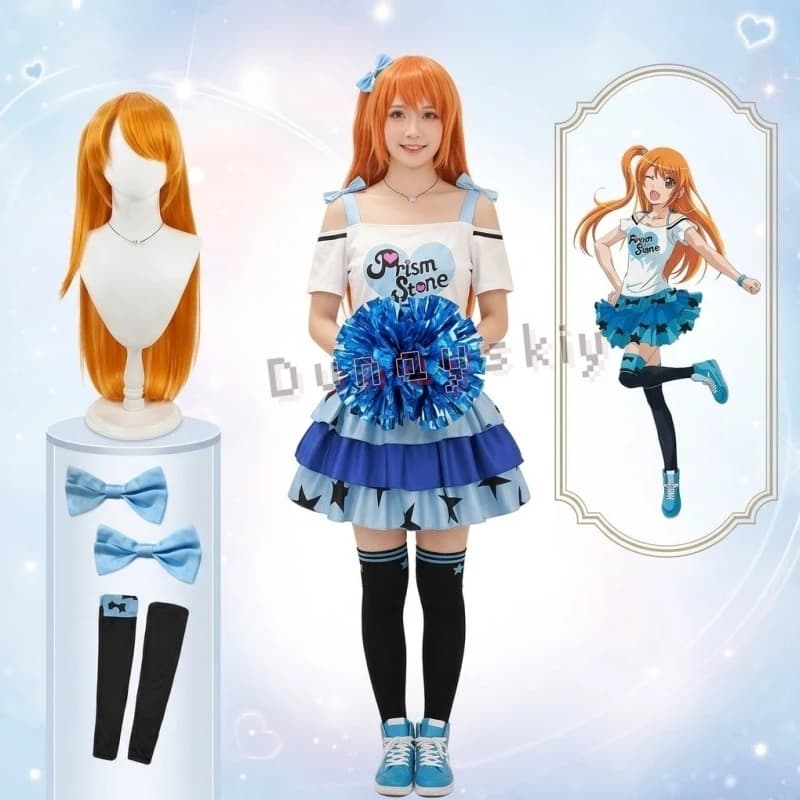 Abiti da ballo Pretty Rhythm, vestito blu Kawaii a forma di torta, costume cosplay Rizumu Amamiya, parrucche Y2K Jirai Kei, Halloween Anime