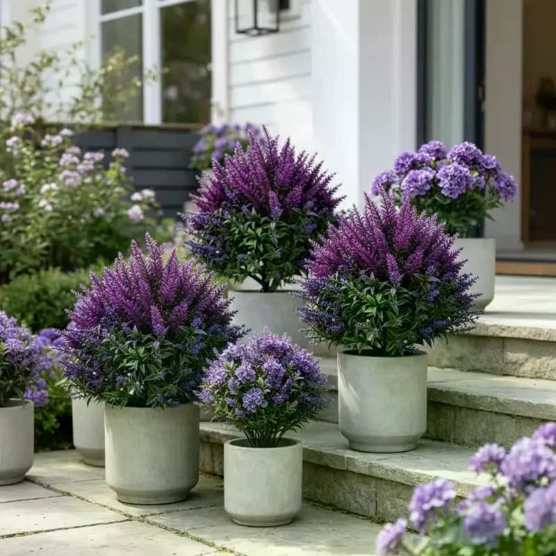 1 Pezzo di Erba Artificiale Persiana Resistente ai Raggi UV con Picchetto di Supporto, Pianta Finta che Non Sbiadisce per Decorazioni da Giardino e Patio