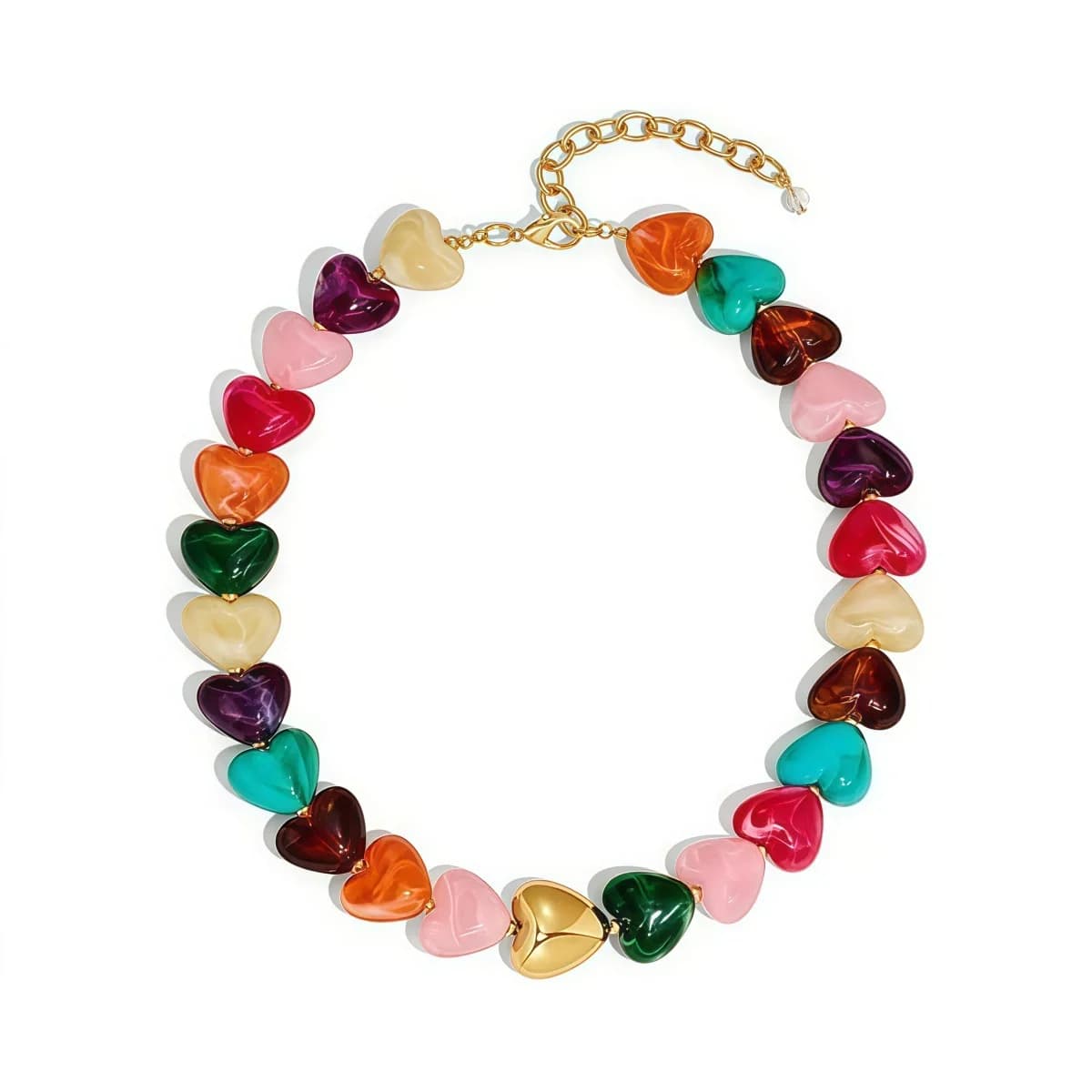 Elegante Collana Girocollo con Cuori e Perline in Resina per Donne, Collane Statement, Collana Stile Bohemien Dopamine, Gioielli Estivi