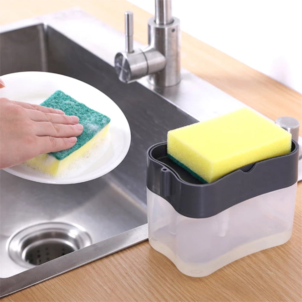 Liquid Soap Dispenser from Washer with Sponge Door, Multifunction Kitchen Detergent Container