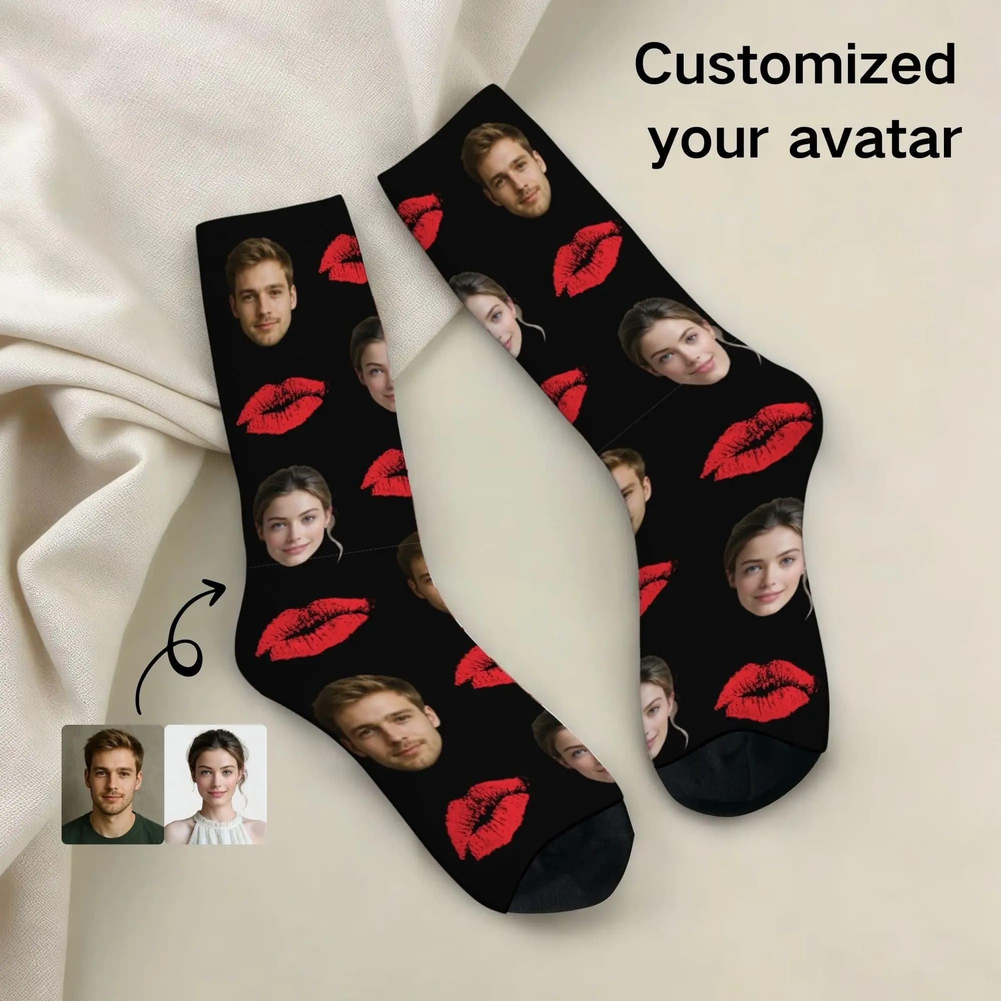 3D Printing Men Custom lip print Socks Personalize Your Photo Socks Fashion Casual Happy Socks For Women Valentine's Day Gift