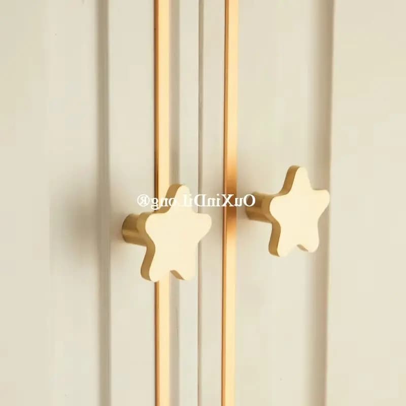 4 pezzi in ottone massiccio stella design cartoon mobili tira maniglia manopole per cassetti camera dei bambini armadio guardaroba TV armadietto del vino tira