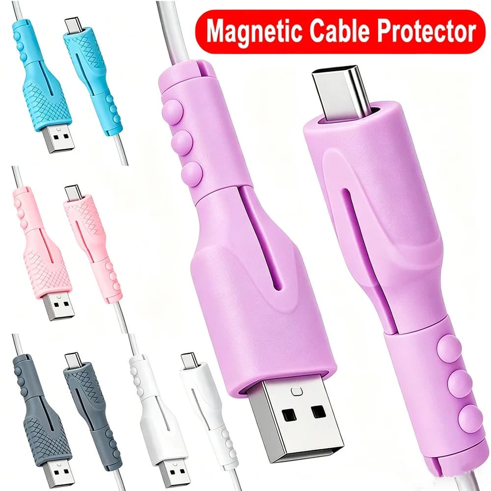 Custodia Protettiva Magnetica in Silicone Morbido per Cavo di Ricarica USB Type-C, Protezione per Cavo Dati Xiaomi Huawei OPPO