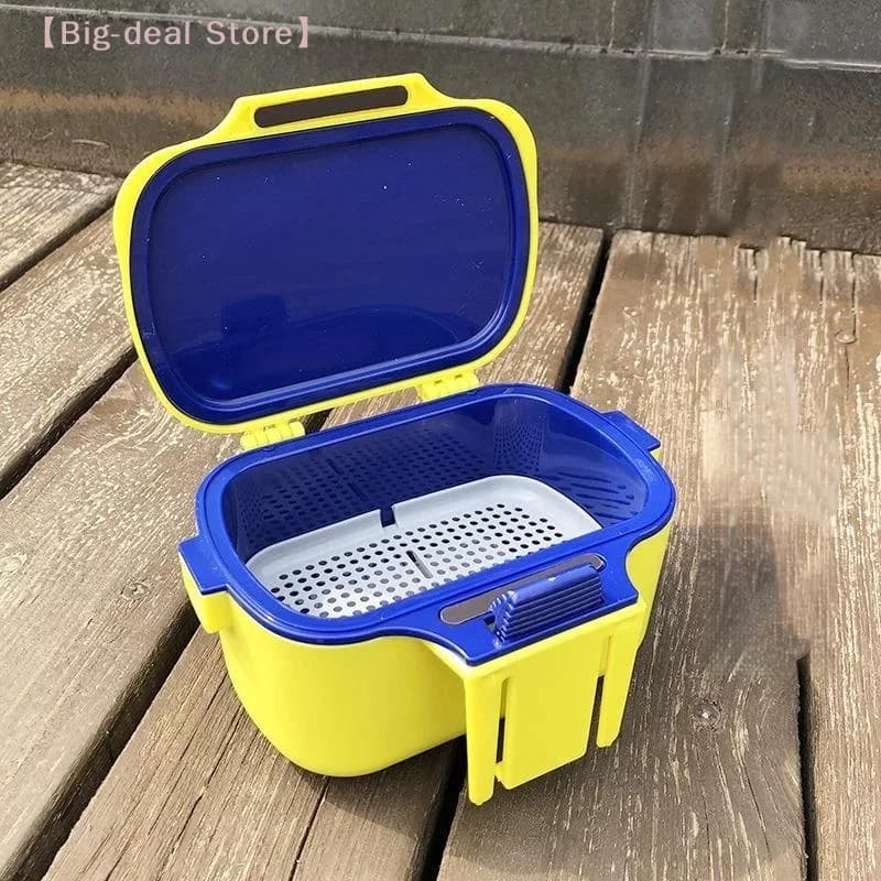 【M】Insulated Breathable Fishing Bait Box Portable, Moisture Retention Vent for Live Worms Lures, Fishing Tackle Storage