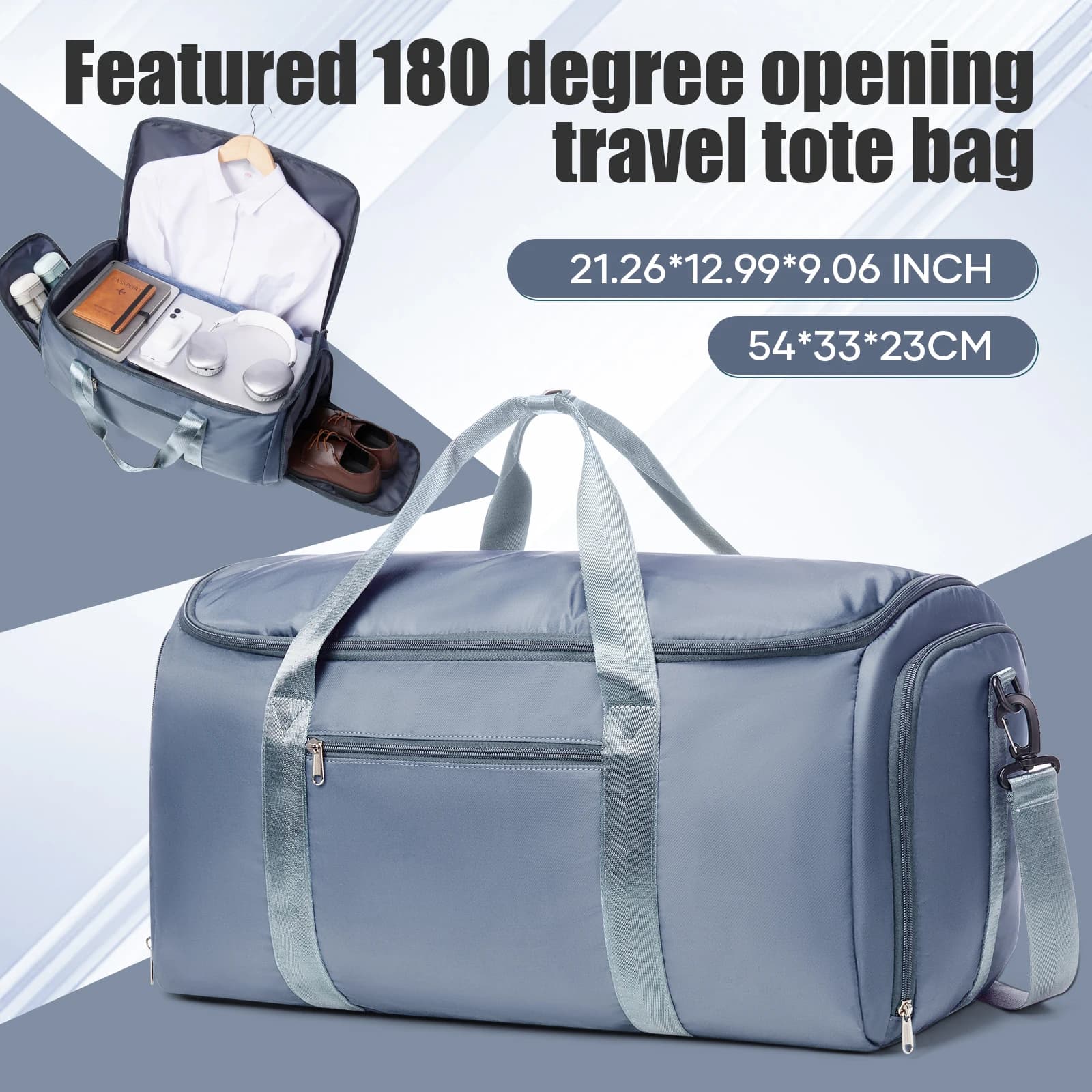 Foldable Travel Bag for Men, Convertible Carry on Duffel Bag, Hanging Garment Suit Bag Business Travel Bag Travel Clothing Bag