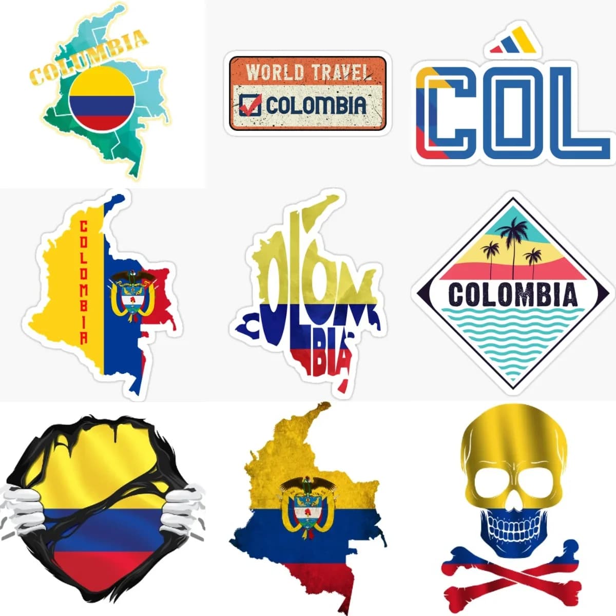 Adesivo creativo con mappa della bandiera della Colombia per decorare auto, bicicletta, moto, finestra, parete, frigorifero, casco, accessorio decorativo