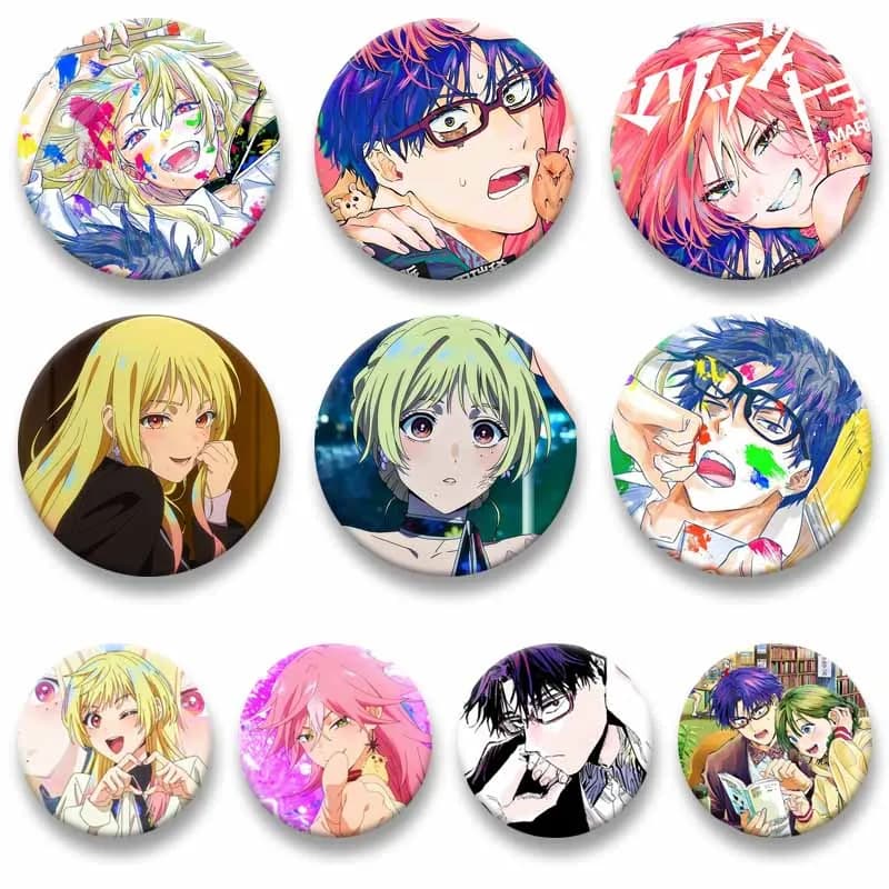Spilla a forma di moneta Anime MARRIAGETOXIN, simpatici distintivi con personaggi dei cartoni animati Hikaru Gero Mei Kinosaki, accessori per vestiti e zaini