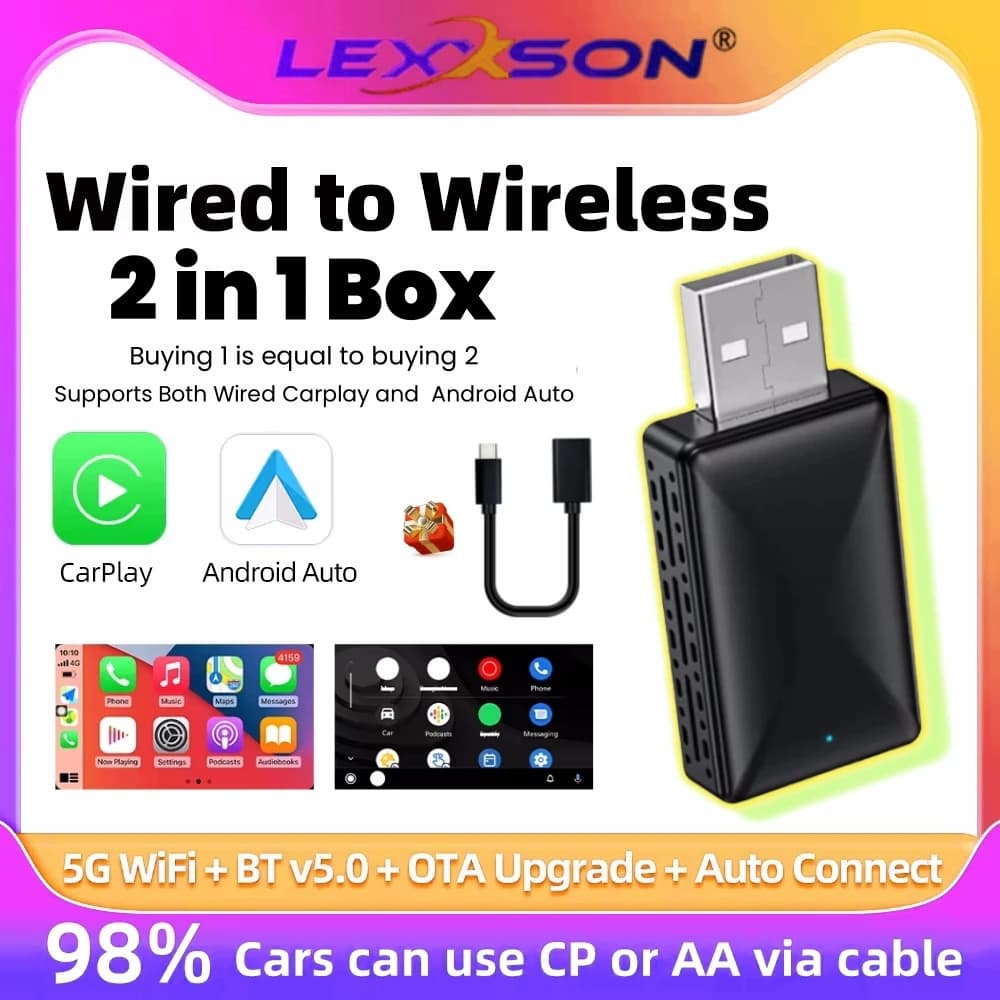 Wireless CarPlay Android Car 2 IN 1 Adattatore Plug and Play Smart Mini Box WiFi Collegamento rapido per Audi Toyota VW Ford Hyundai MG