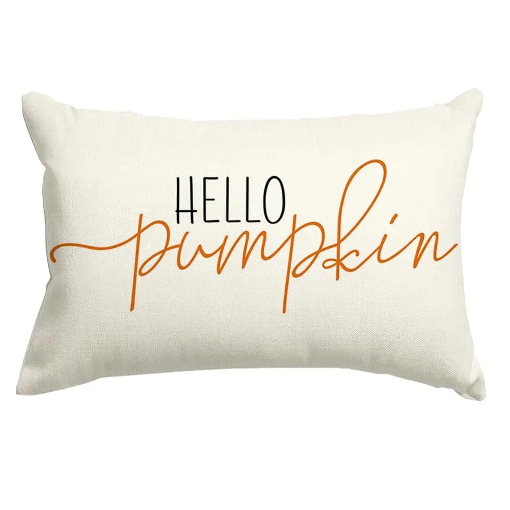 Confezione da 2 fodere per cuscini Hello Pumpkin autunno autunno, cuscini decorativi, fodere per cuscini lombari per il Ringraziamento, decorazioni per la fattoria