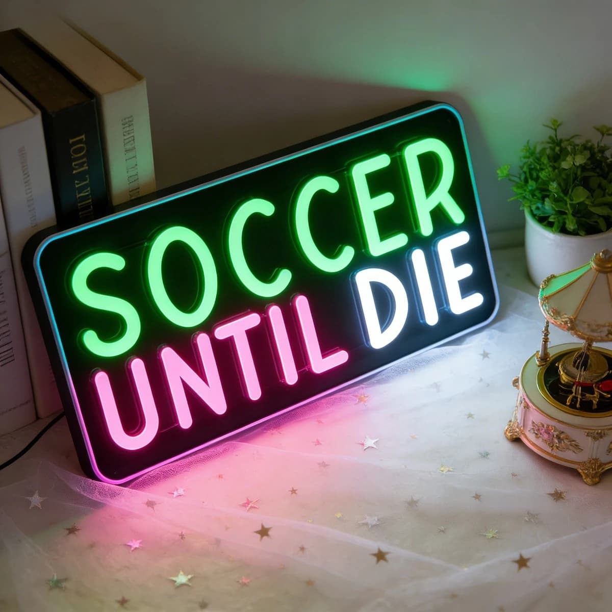 Insegna LED Neon 'Calcio Fino alla Morte' per Camera da Letto, Bar, Decorazione Murale, Regalo per Tifosi, Illuminazione Passionale