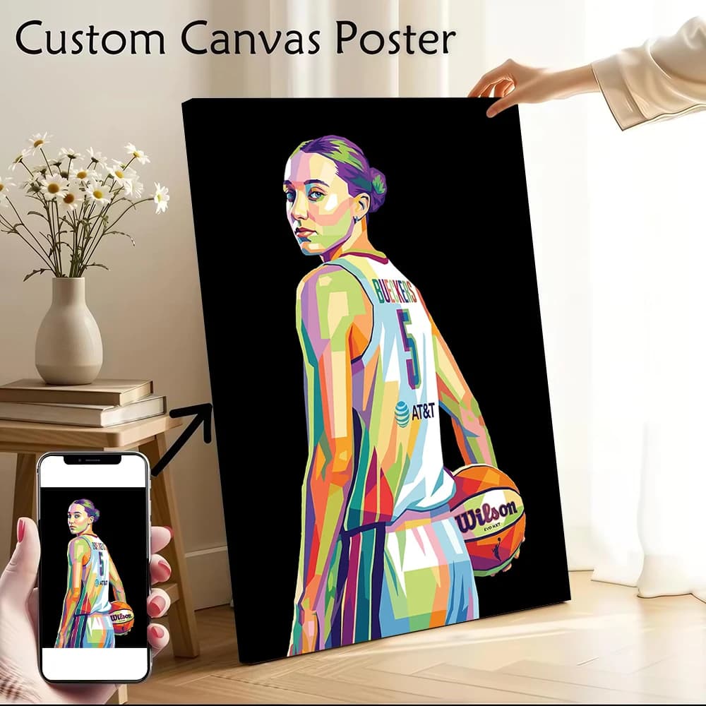 Poster su Tela Pop Art di Paige Bueckers, Giocatrice di Basket, Quadri da Parete per Fan, Decorazione di Lusso per la Stanza