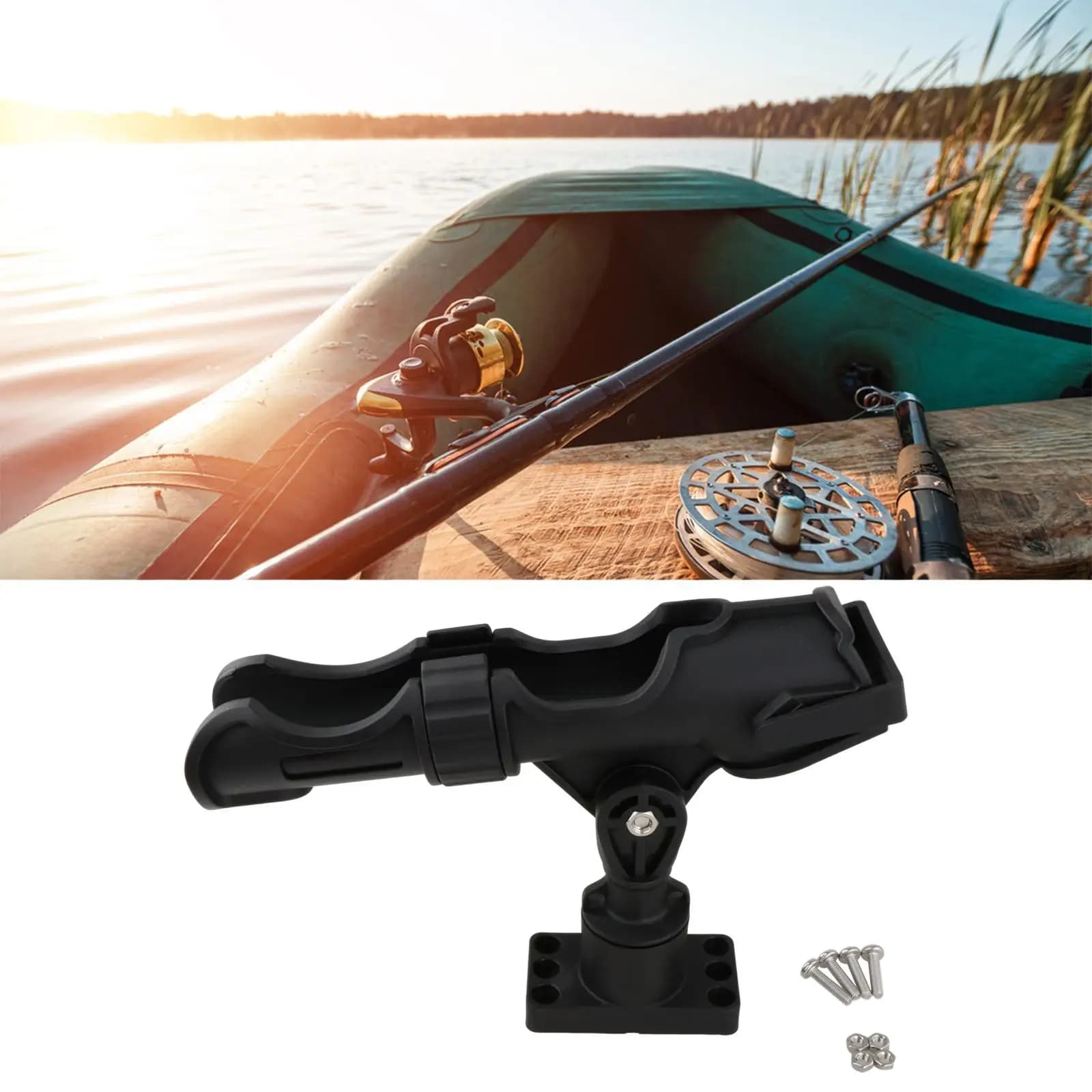 Boat Fishing Rod Holder Nylon Clamp Adjustable Fishing Stand Rod Storage Bracket for Freshwater and Sea Fishing