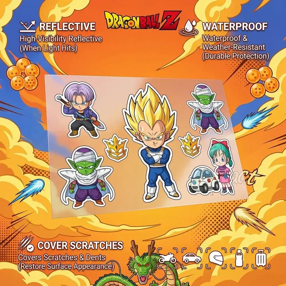 Reflective Stickers Waterproof Multipurpose DRAGON BALL Goku for Cars, Bikes, Helmet, Cup, Fridge - Decoration and Cover Graffi