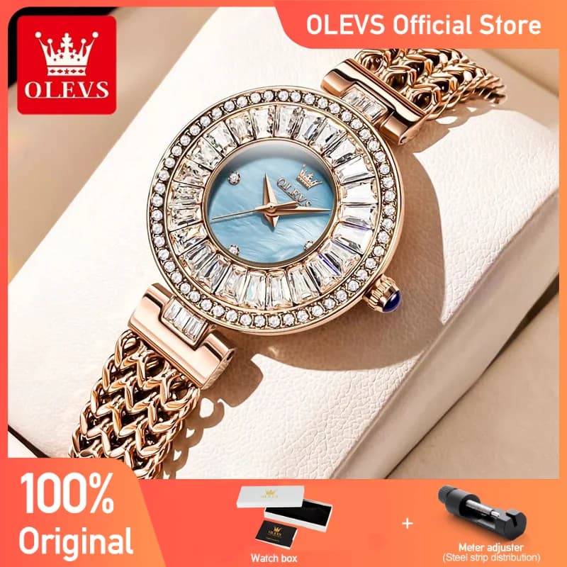 OLEVS Women's Watch Original With Fashionable Mother of Pearl Dial For Women's Watch Light Luxury Stainless Steel Wrist Watch Waterproof