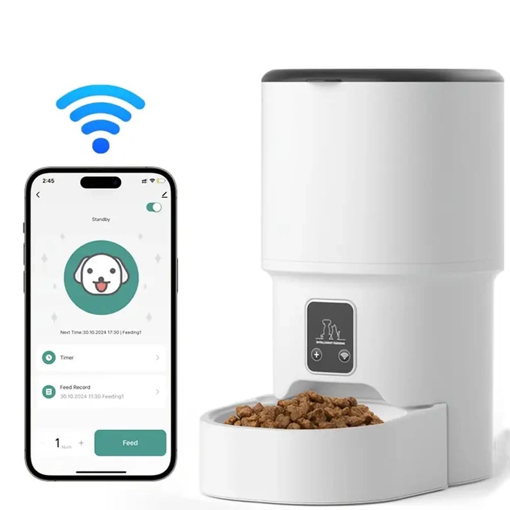 Automatic cat feeder with 4 liters WIFI button Smart food for cats and pets Pet dogs Intelligent food dispenser Pet feeder (without plug 5 V 1 A)